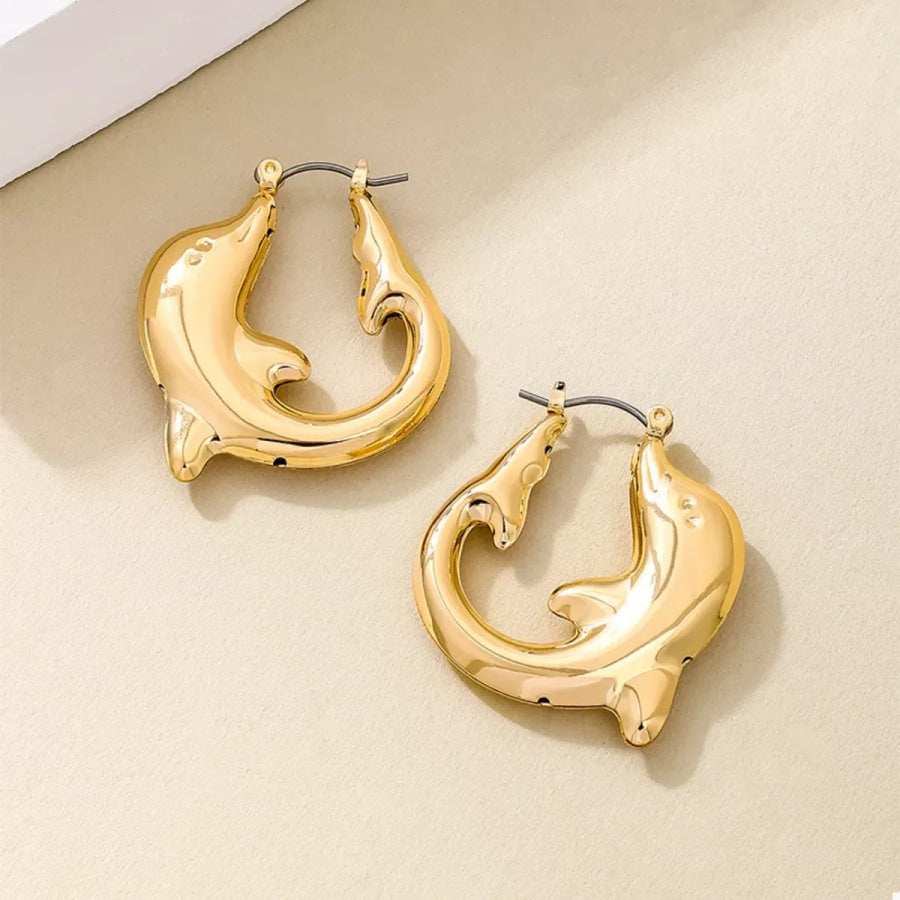 18K Gold-Plated Dolphin Hoop Earrings Apparel and Accessories