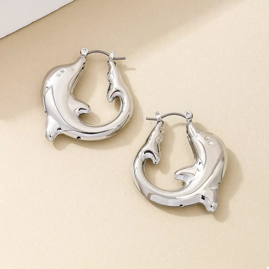 18K Gold-Plated Dolphin Hoop Earrings Apparel and Accessories