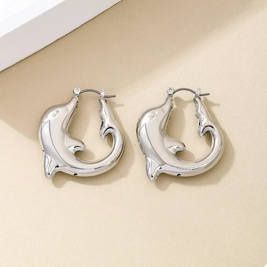 18K Gold-Plated Dolphin Hoop Earrings Apparel and Accessories