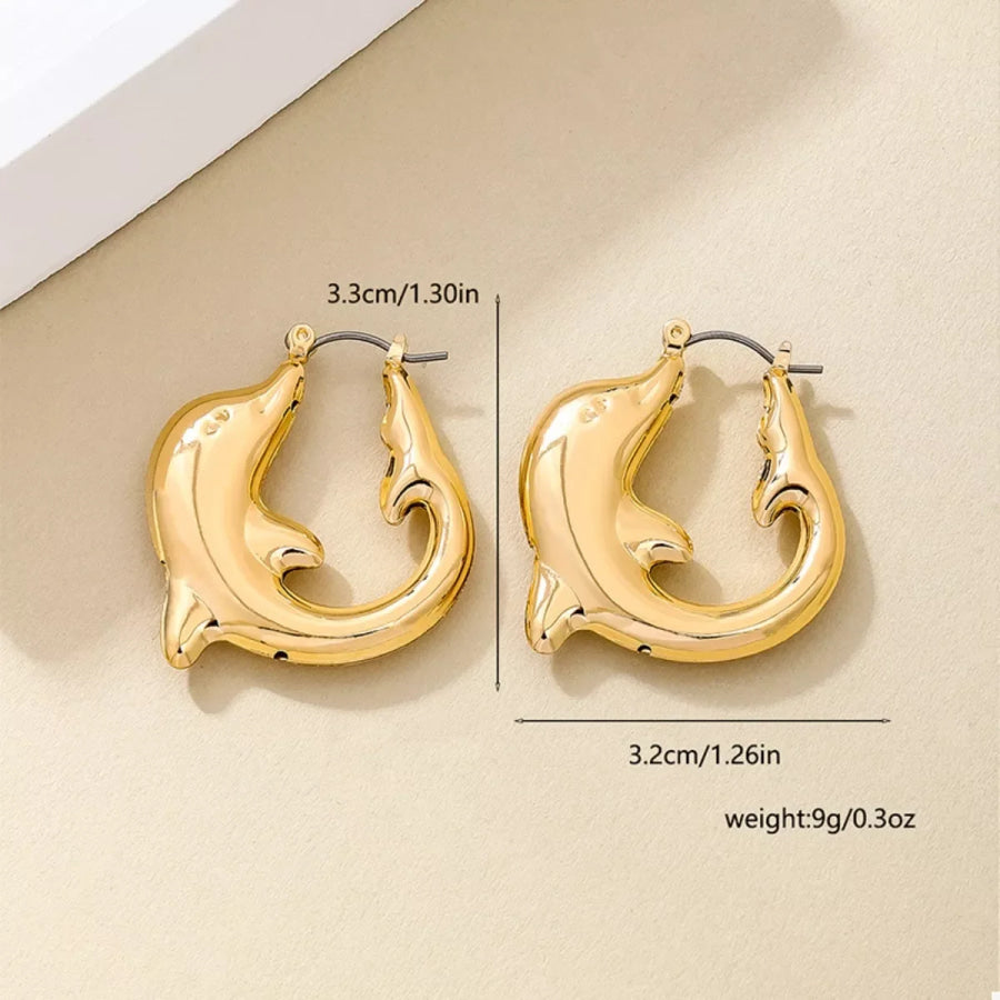 18K Gold-Plated Dolphin Hoop Earrings Apparel and Accessories