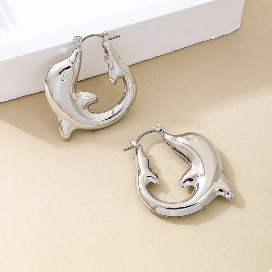 18K Gold-Plated Dolphin Hoop Earrings Apparel and Accessories