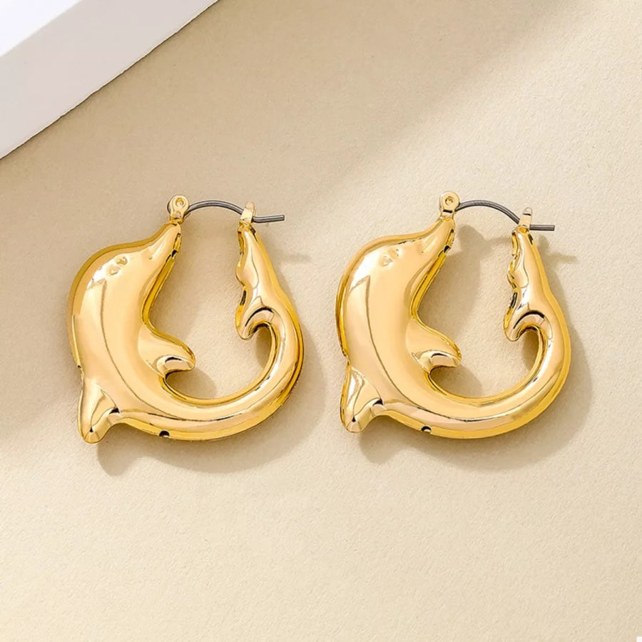 18K Gold-Plated Dolphin Hoop Earrings Apparel and Accessories