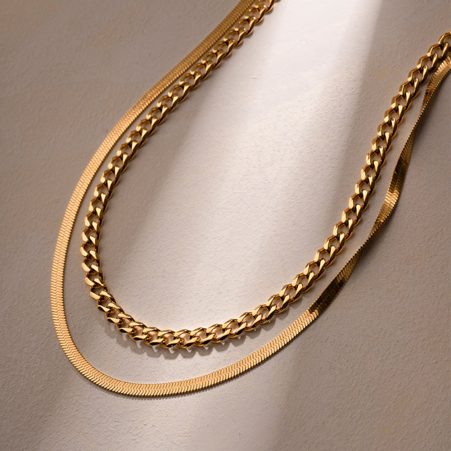 18K Gold-Plated Double Layered Necklace Gold / One Size Apparel and Accessories