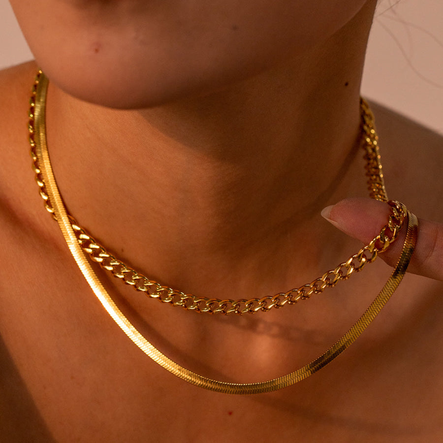 18K Gold-Plated Double Layered Necklace Gold / One Size Apparel and Accessories