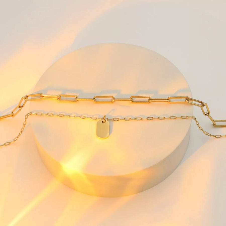 18K Gold-Plated Double Layered Necklace Gold / One Size Apparel and Accessories