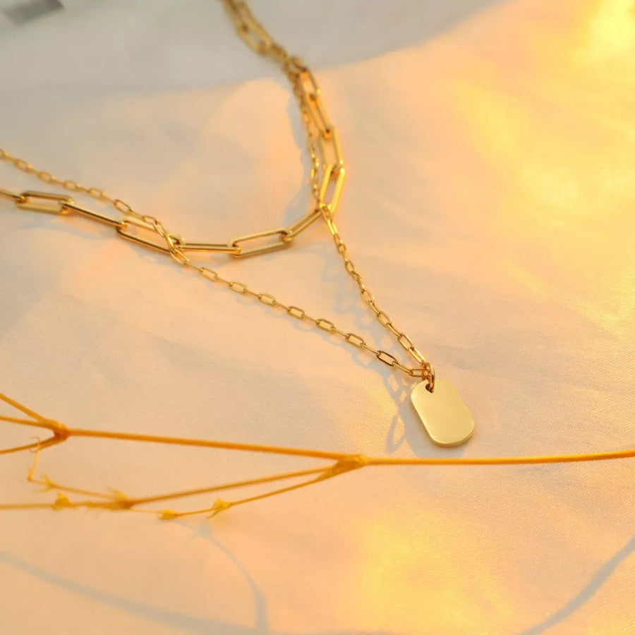 18K Gold-Plated Double Layered Necklace Gold / One Size Apparel and Accessories