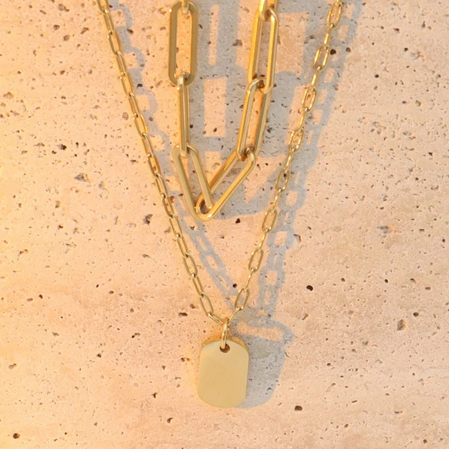 18K Gold-Plated Double Layered Necklace Gold / One Size Apparel and Accessories