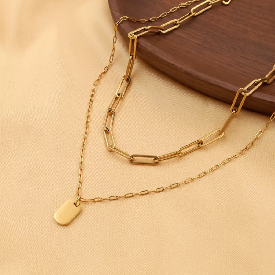 18K Gold-Plated Double Layered Necklace Gold / One Size Apparel and Accessories