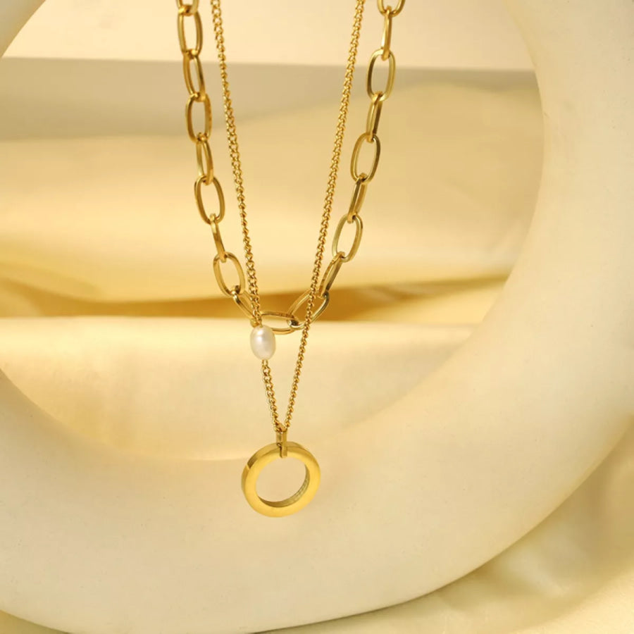 18K Gold-Plated Double Layered Necklace Gold / One Size Apparel and Accessories