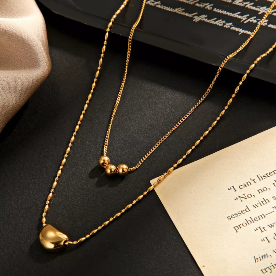 18K Gold-Plated Double Layered Necklace Gold / One Size Apparel and Accessories