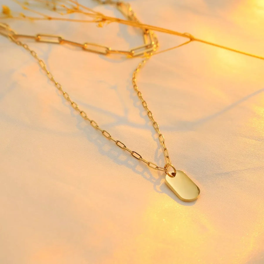 18K Gold-Plated Double Layered Necklace Gold / One Size Apparel and Accessories