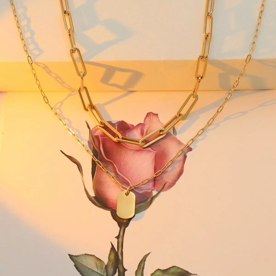 18K Gold-Plated Double Layered Necklace Gold / One Size Apparel and Accessories