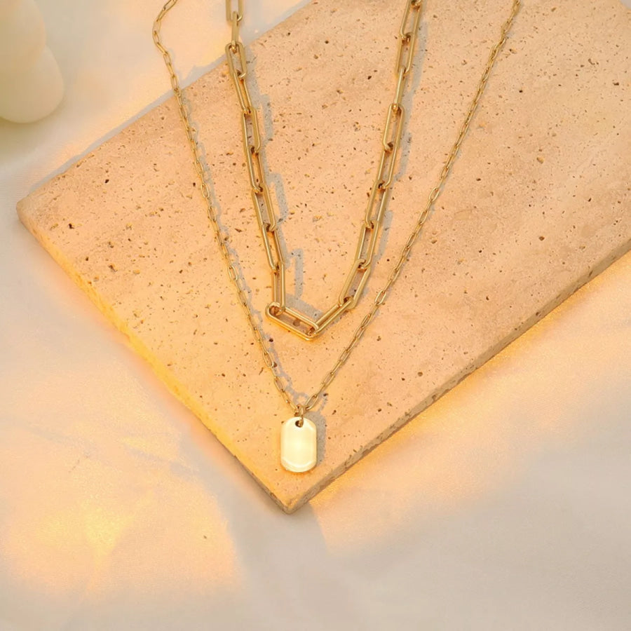 18K Gold-Plated Double Layered Necklace Gold / One Size Apparel and Accessories