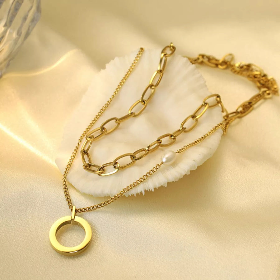 18K Gold-Plated Double Layered Necklace Gold / One Size Apparel and Accessories