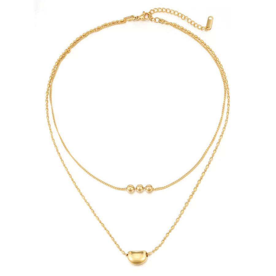18K Gold-Plated Double Layered Necklace Gold / One Size Apparel and Accessories
