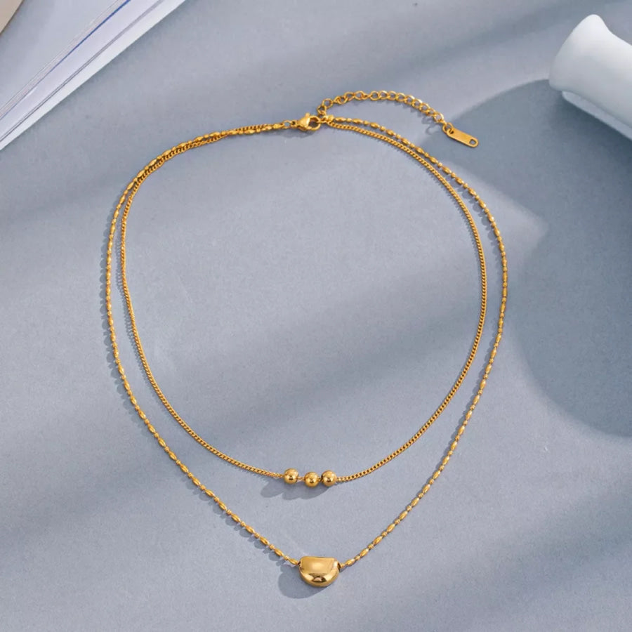 18K Gold-Plated Double Layered Necklace Gold / One Size Apparel and Accessories