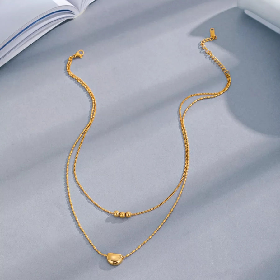 18K Gold-Plated Double Layered Necklace Gold / One Size Apparel and Accessories