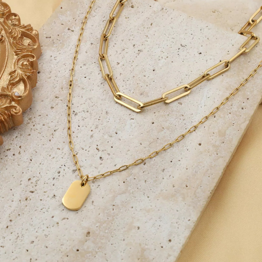 18K Gold-Plated Double Layered Necklace Gold / One Size Apparel and Accessories