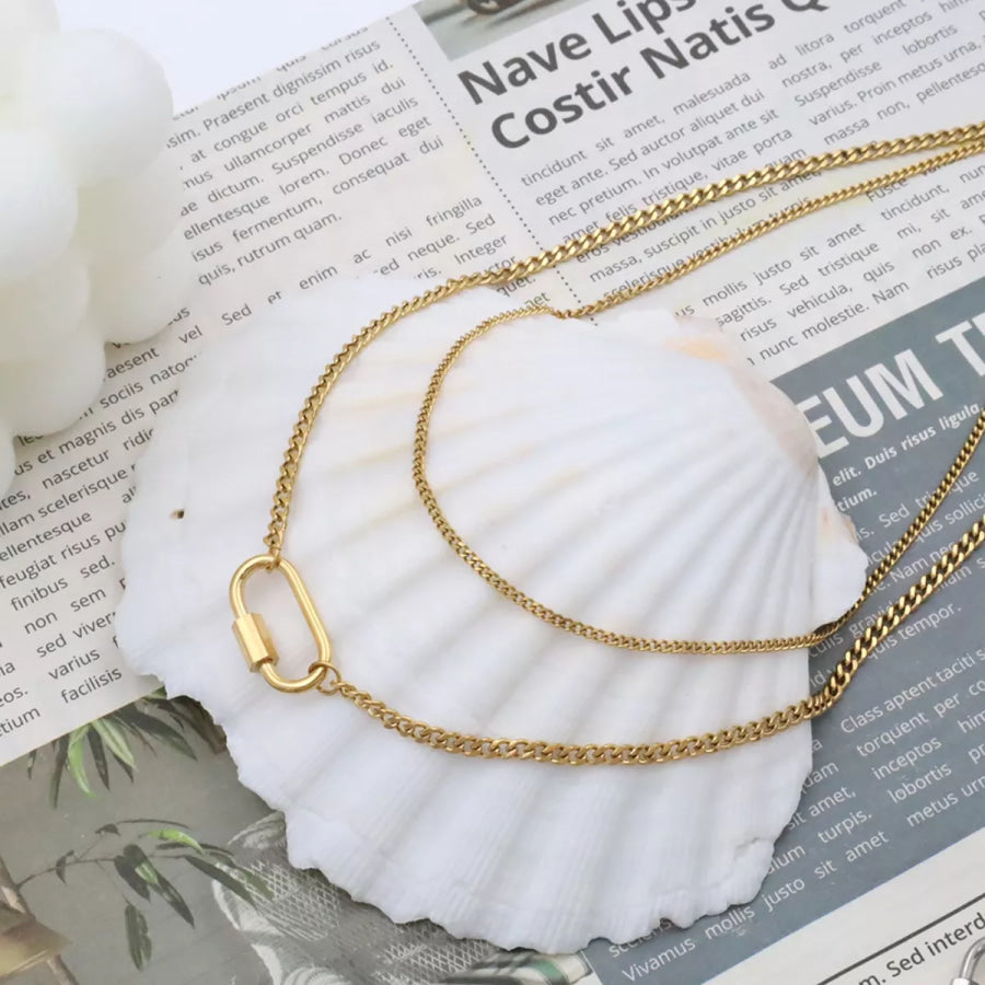 18K Gold-Plated Double Layered Necklace Gold / onesize Apparel and Accessories