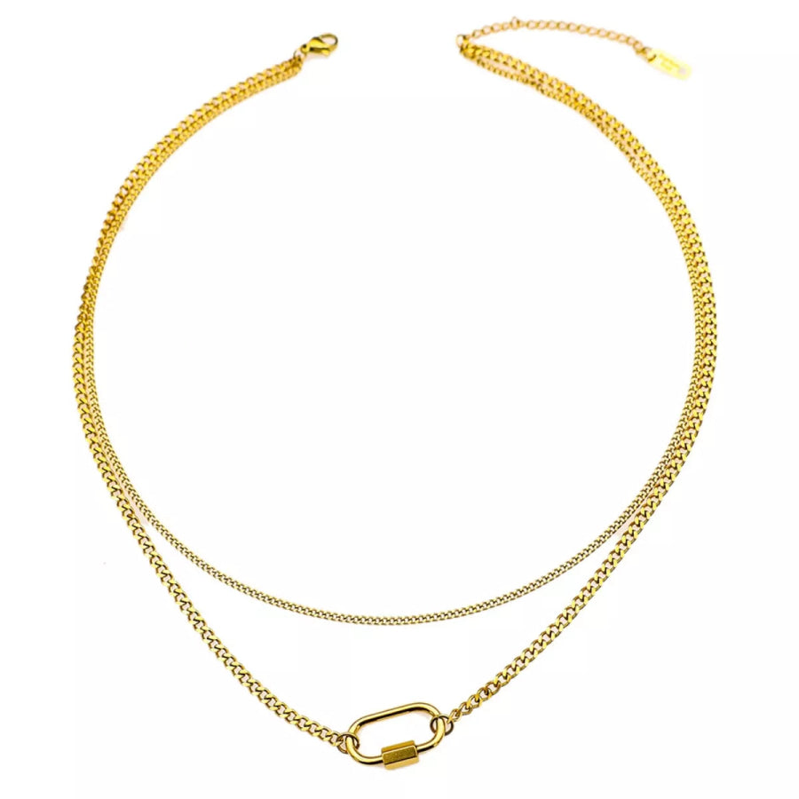 18K Gold-Plated Double Layered Necklace Gold / onesize Apparel and Accessories