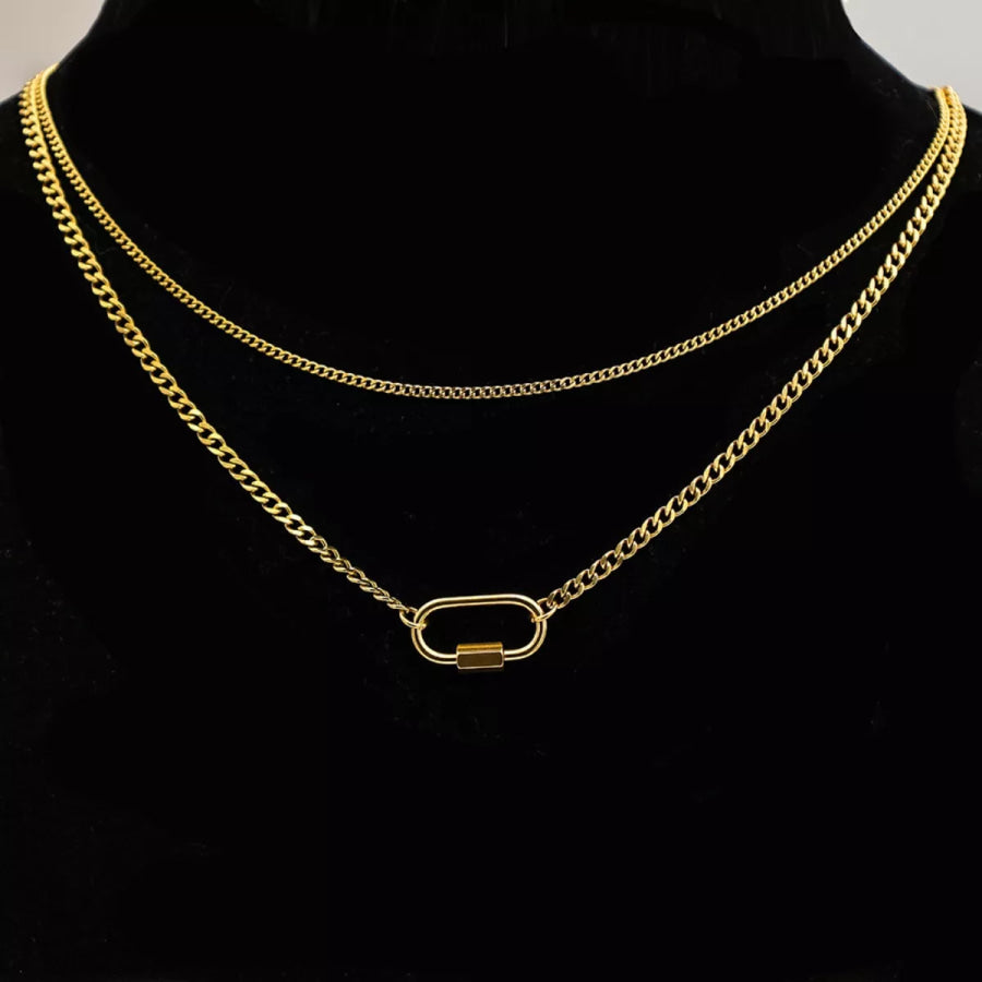 18K Gold-Plated Double Layered Necklace Gold / onesize Apparel and Accessories