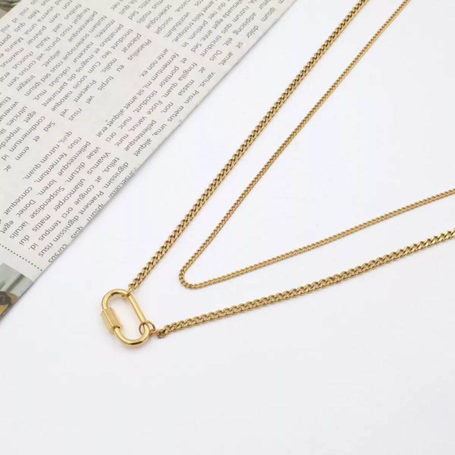 18K Gold-Plated Double Layered Necklace Gold / onesize Apparel and Accessories
