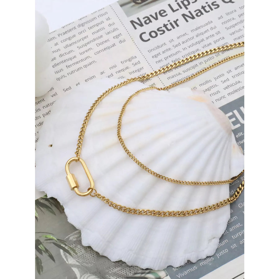 18K Gold-Plated Double Layered Necklace Gold / onesize Apparel and Accessories
