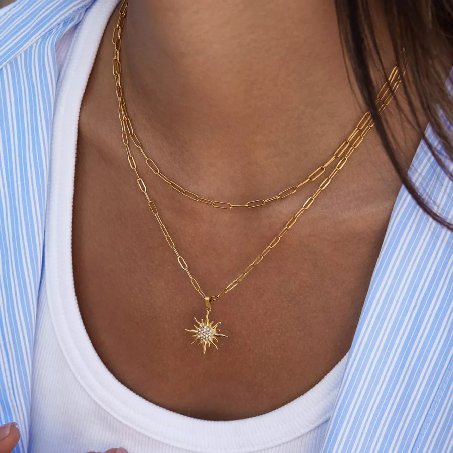 18K Gold-Plated Double Layered Pendant Necklace Gold / onesize Apparel and Accessories