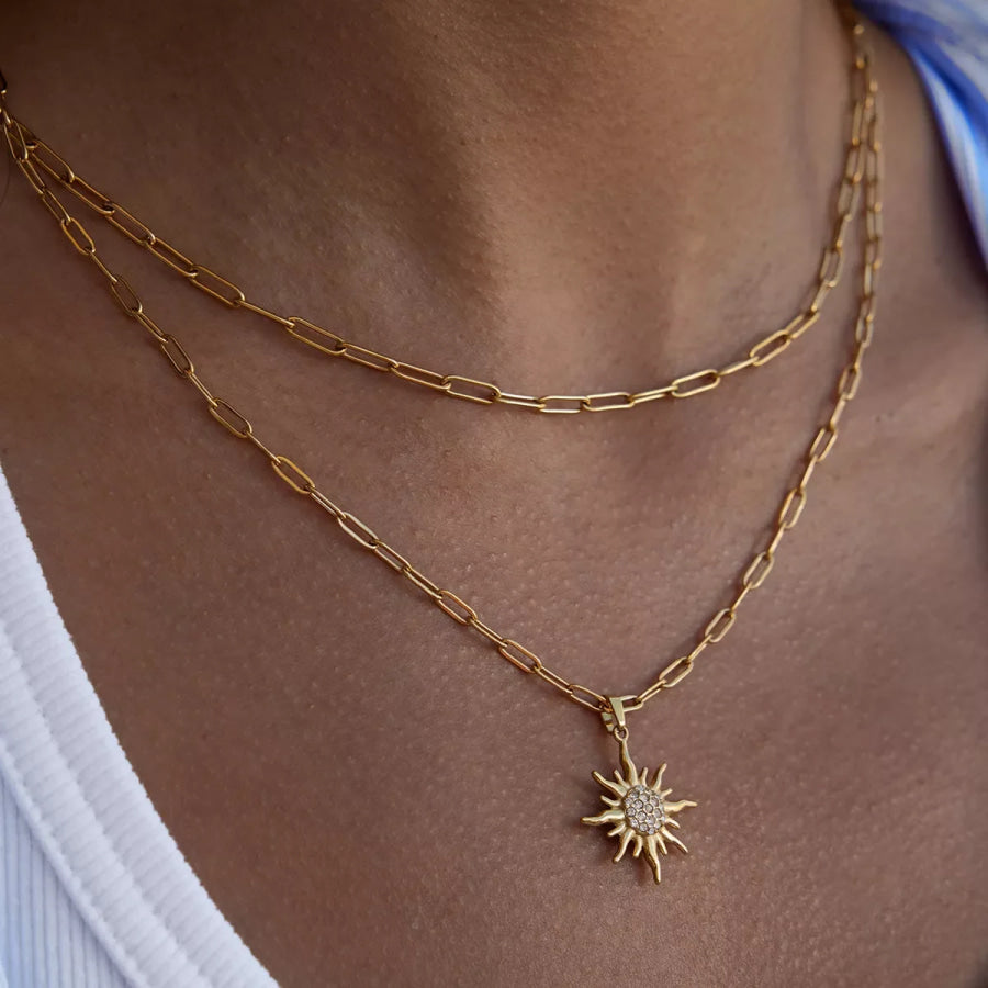 18K Gold-Plated Double Layered Pendant Necklace Gold / onesize Apparel and Accessories