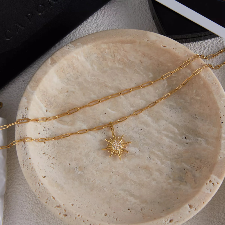 18K Gold-Plated Double Layered Pendant Necklace Gold / onesize Apparel and Accessories