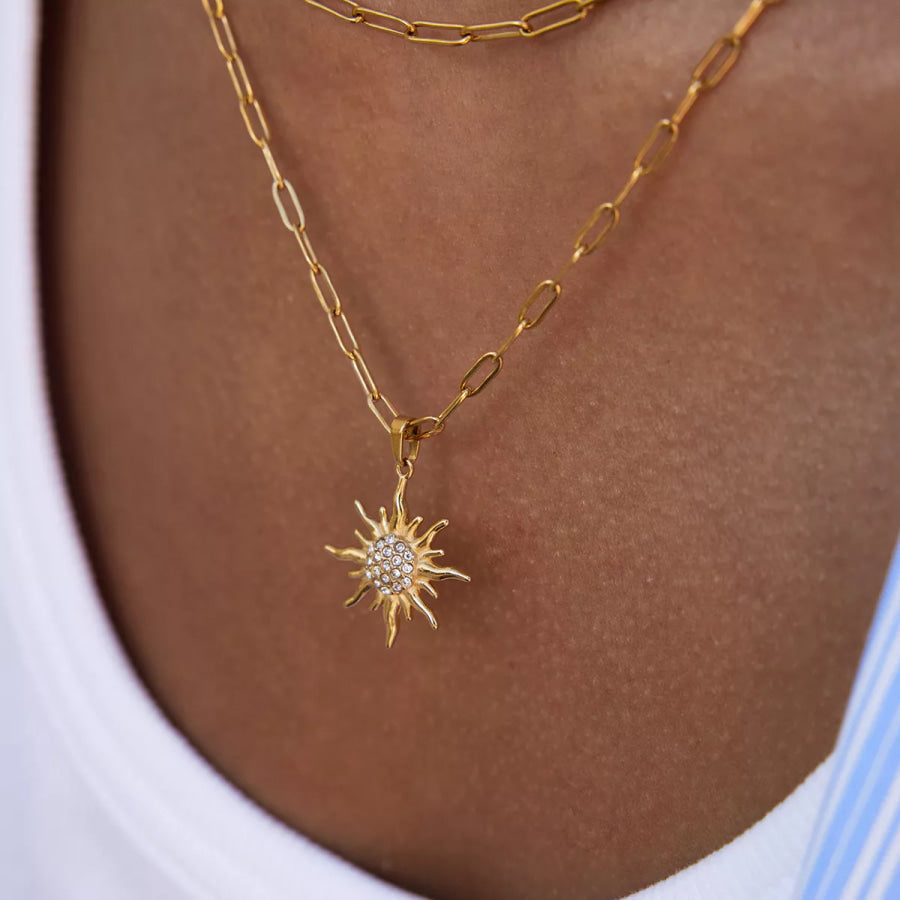 18K Gold-Plated Double Layered Pendant Necklace Gold / onesize Apparel and Accessories