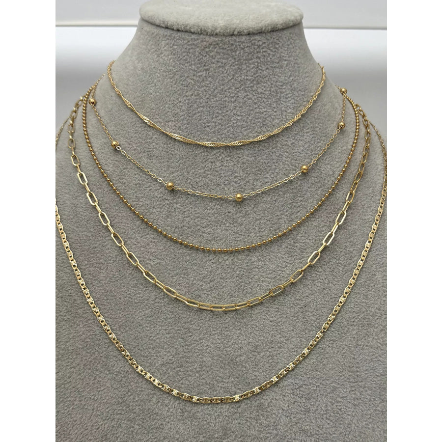 18K Gold-Plated Five Layered Necklace Gold / onesize Apparel and Accessories