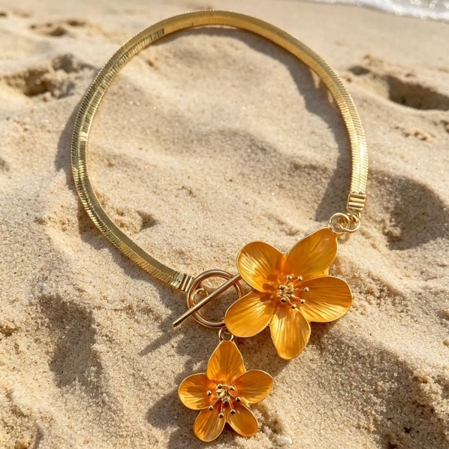 18K Gold-Plated Flower Anklet Bracelets Gold / onesize Apparel and Accessories