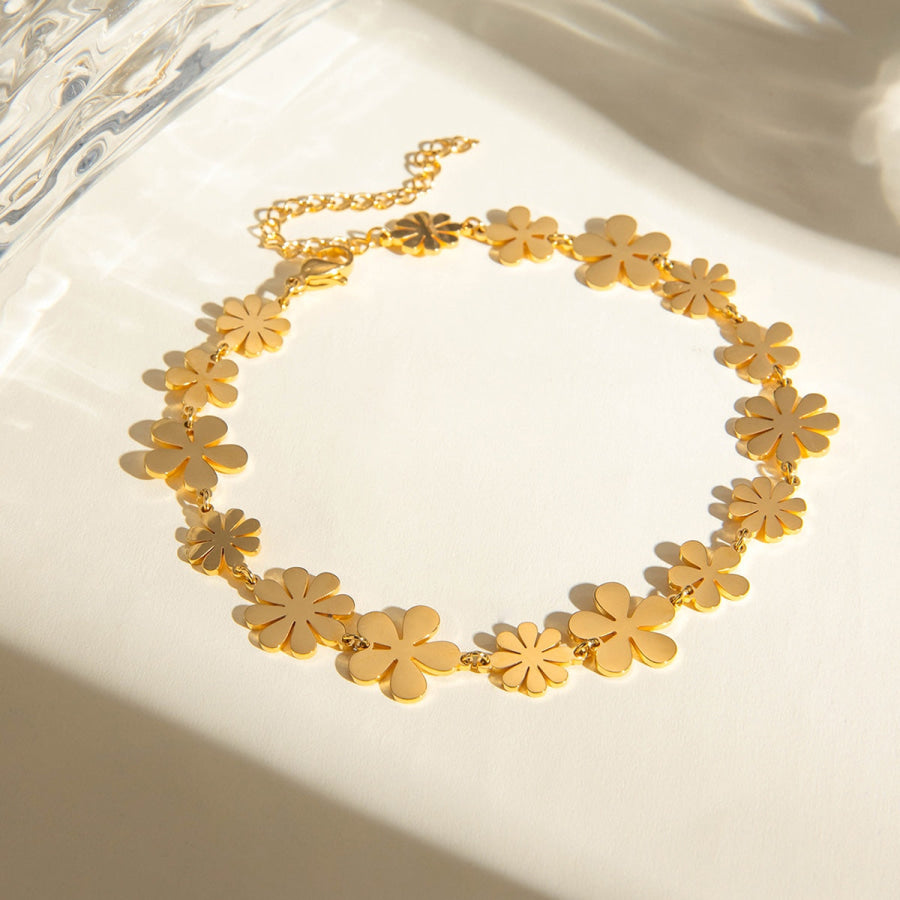 18K Gold-Plated Flower Bracelet Gold / One Size Apparel and Accessories