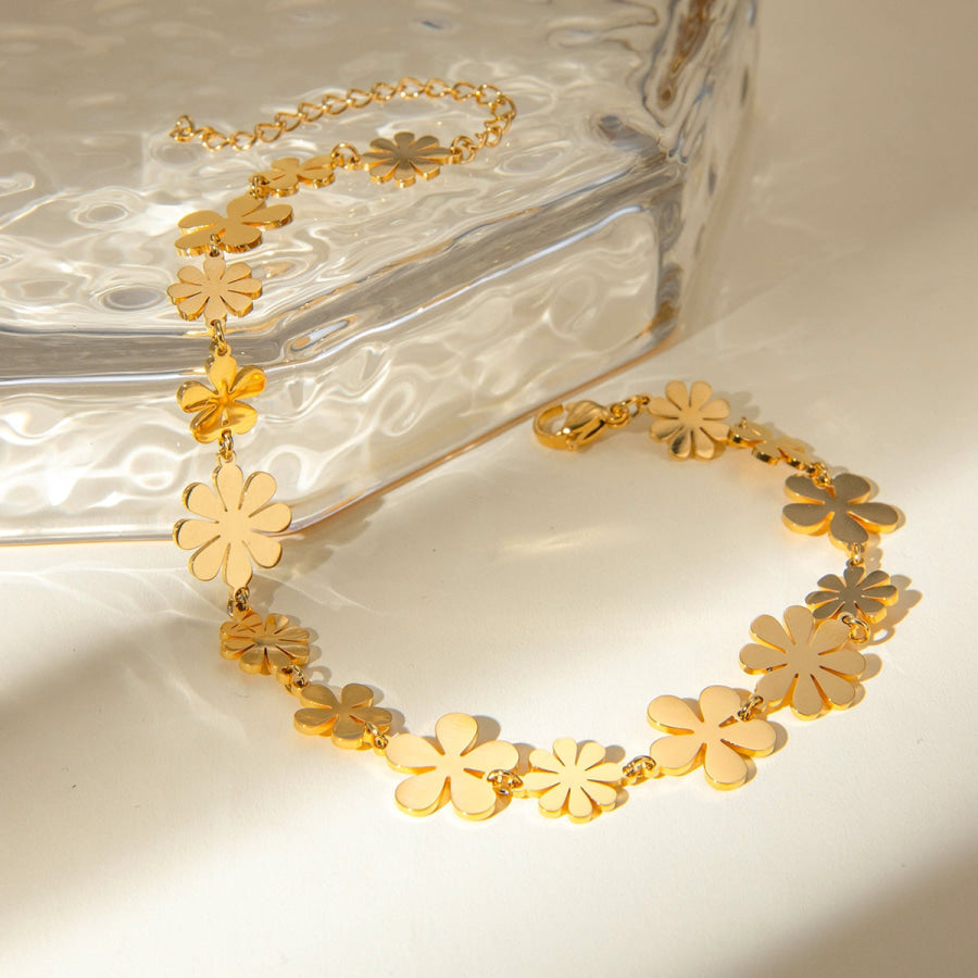 18K Gold-Plated Flower Bracelet Gold / One Size Apparel and Accessories