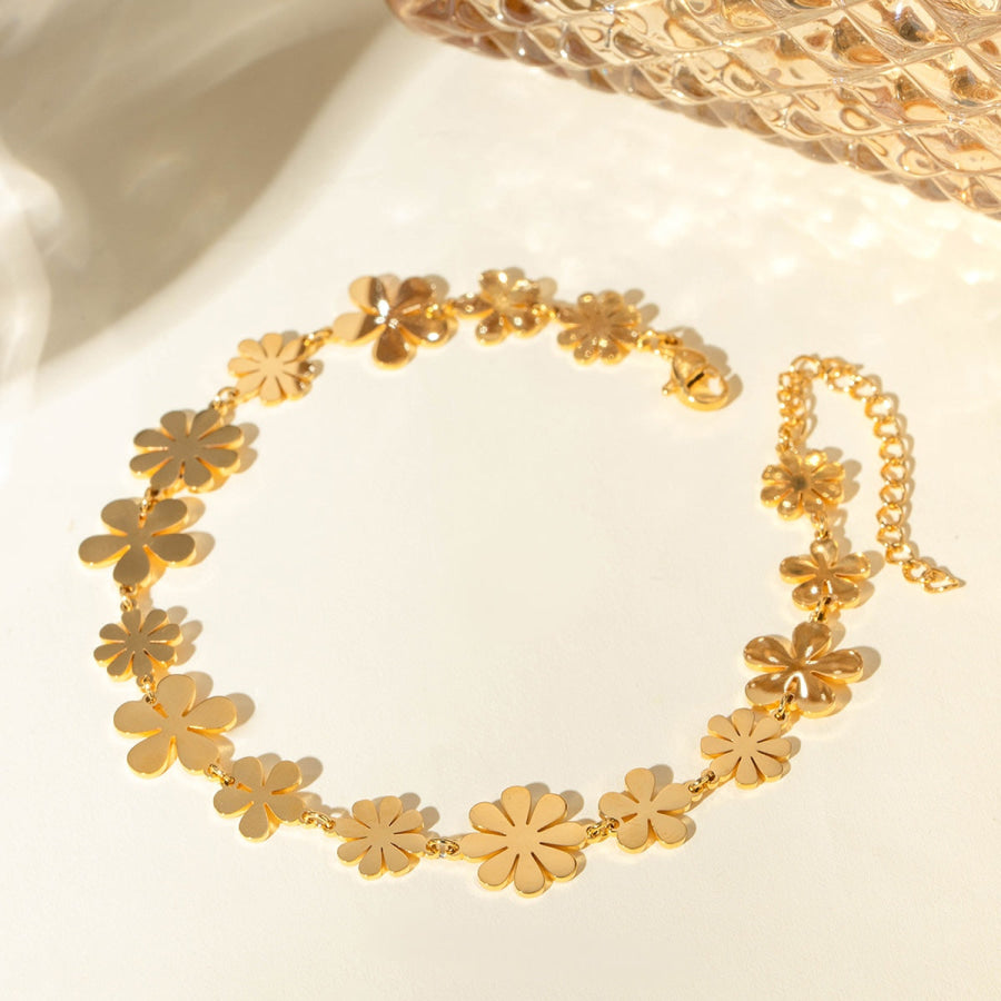 18K Gold-Plated Flower Bracelet Gold / One Size Apparel and Accessories