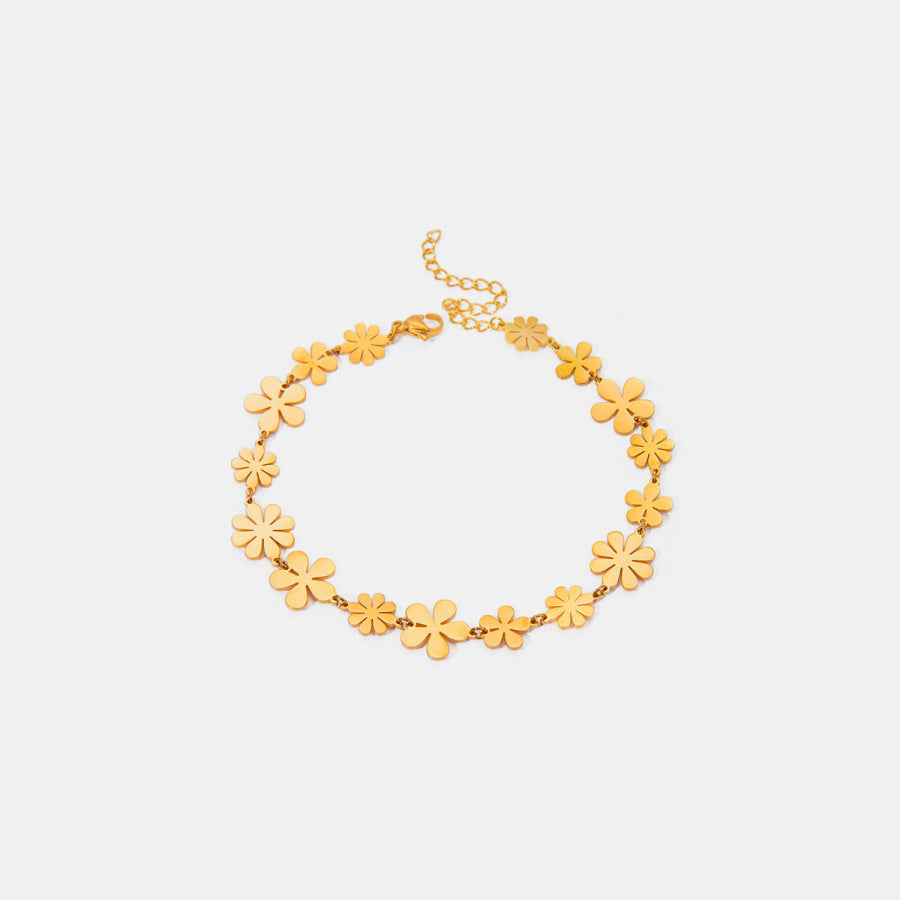 18K Gold-Plated Flower Bracelet Gold / One Size Apparel and Accessories