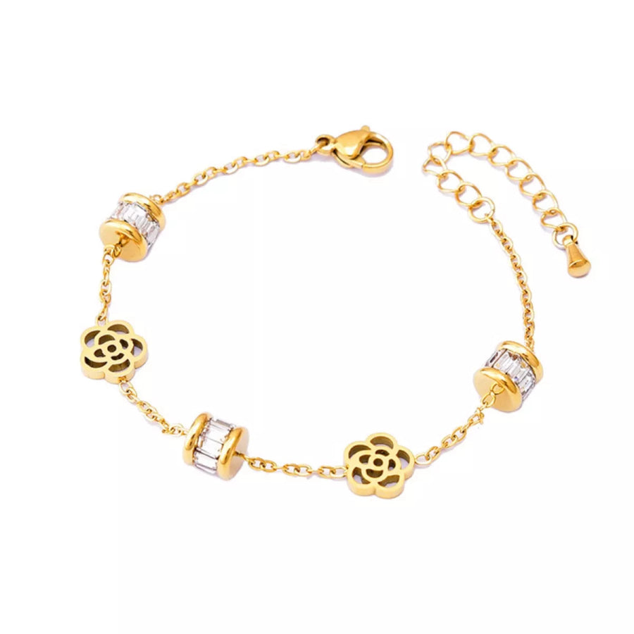 18K Gold-Plated Flower Bracelet Gold / One Size Apparel and Accessories