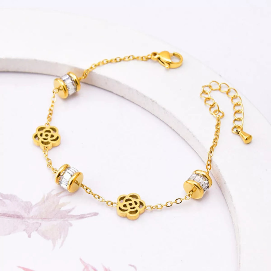 18K Gold-Plated Flower Bracelet Gold / One Size Apparel and Accessories