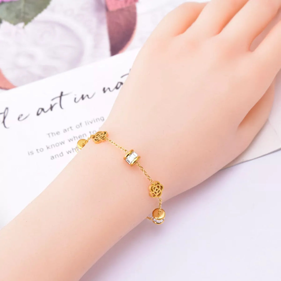 18K Gold-Plated Flower Bracelet Gold / One Size Apparel and Accessories