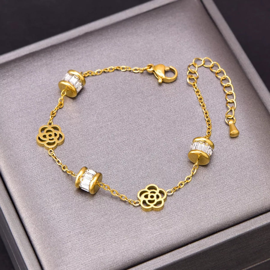 18K Gold-Plated Flower Bracelet Gold / One Size Apparel and Accessories