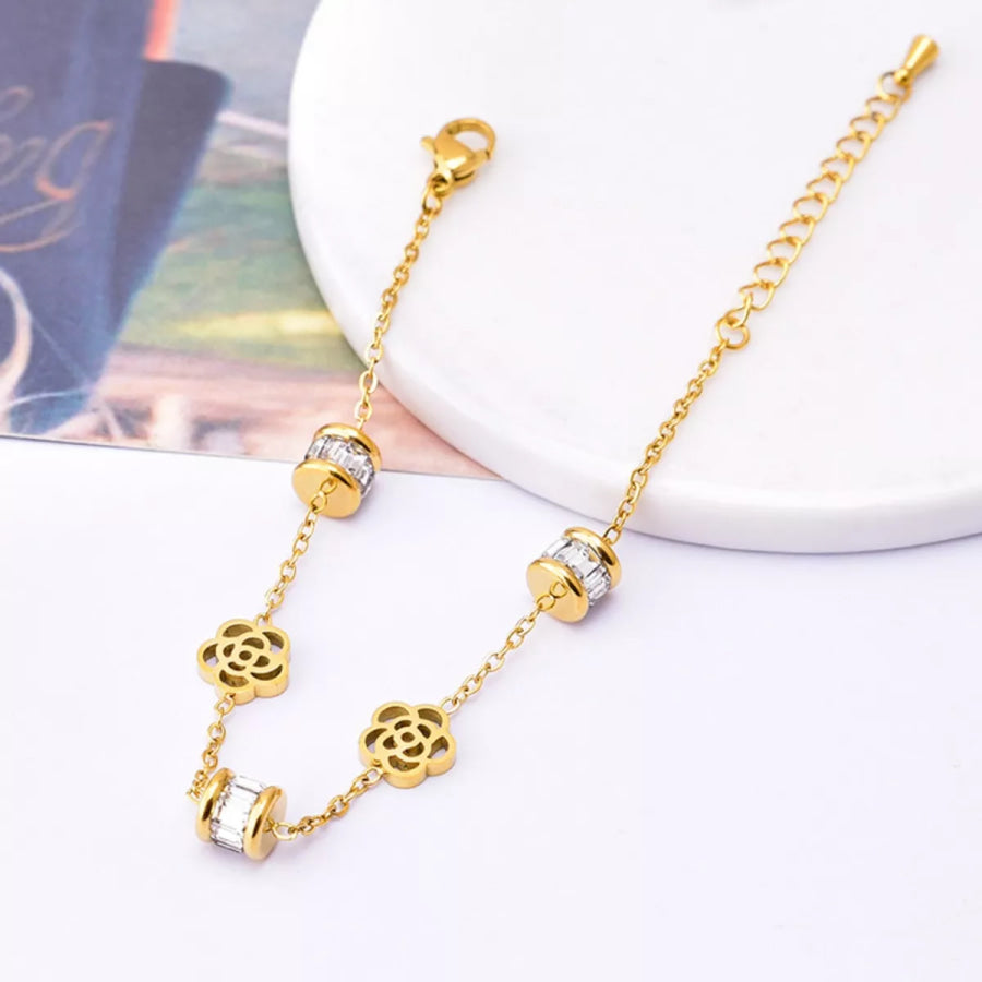 18K Gold-Plated Flower Bracelet Gold / One Size Apparel and Accessories