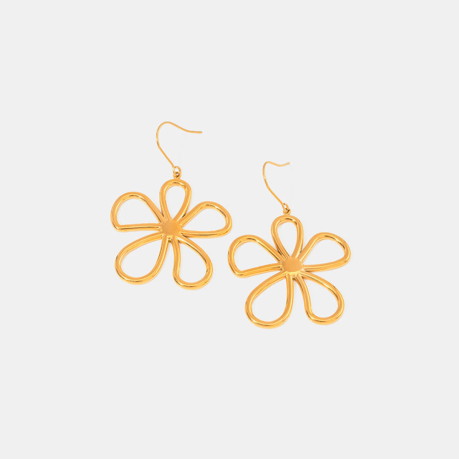 18K Gold-Plated Flower Earrings Gold / One Size Apparel and Accessories