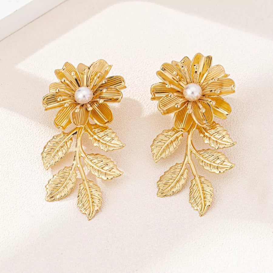18K Gold-Plated Flower Earrings Golden / One Size Apparel and Accessories
