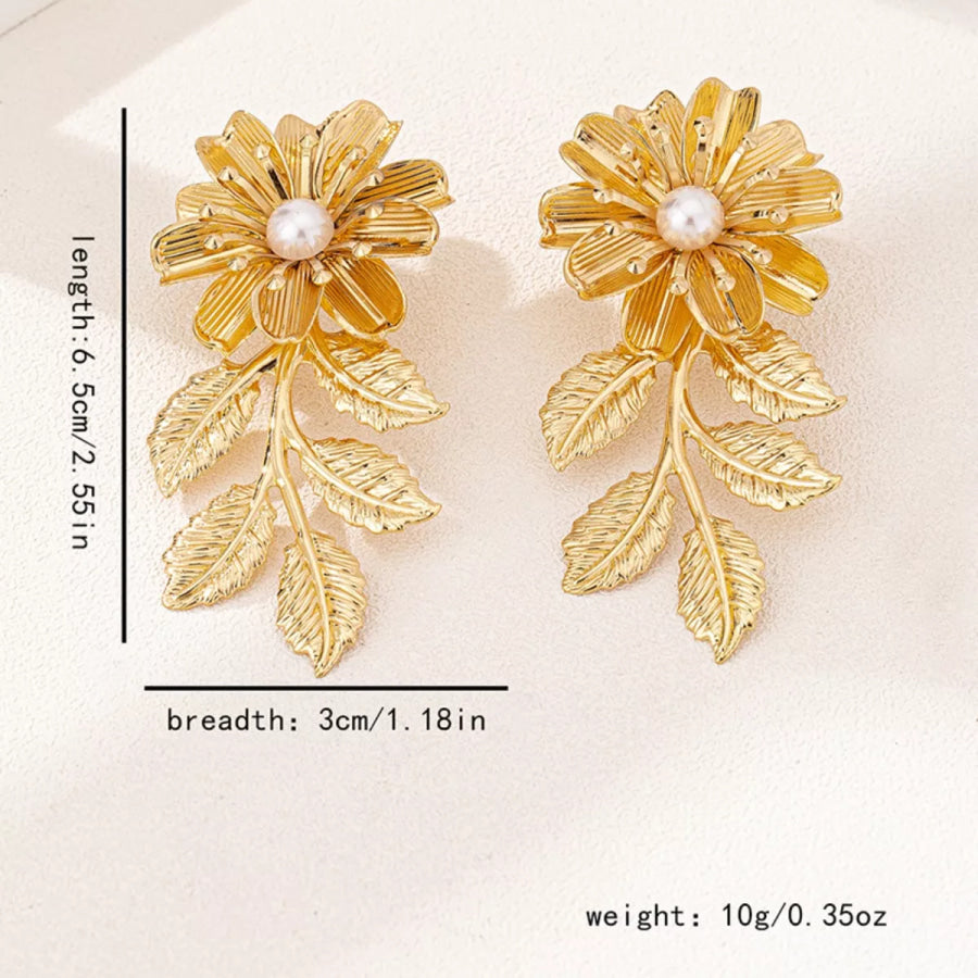 18K Gold-Plated Flower Earrings Golden / One Size Apparel and Accessories