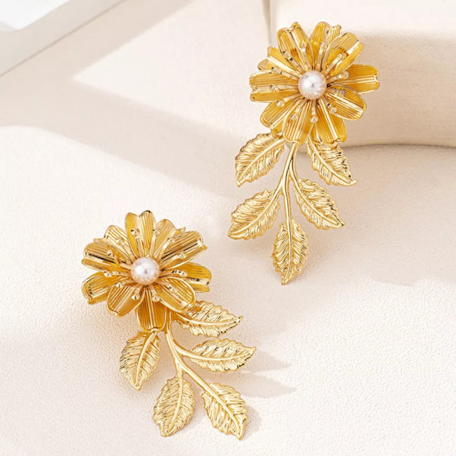 18K Gold-Plated Flower Earrings Golden / One Size Apparel and Accessories