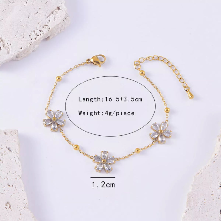 18K Gold-Plated Flower Jewelry Set Gold / One Size Apparel and Accessories