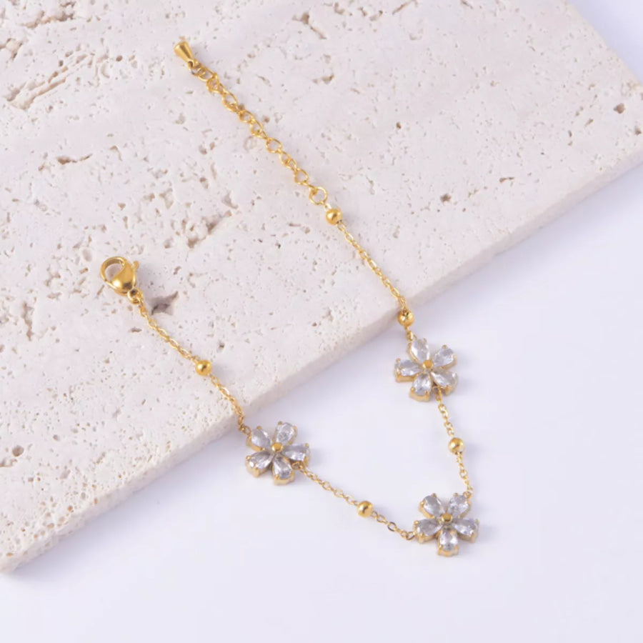18K Gold-Plated Flower Jewelry Set Gold / One Size Apparel and Accessories