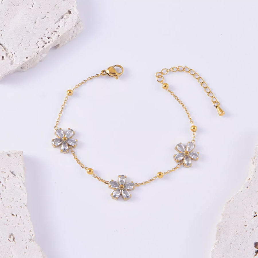 18K Gold-Plated Flower Jewelry Set Gold / One Size Apparel and Accessories