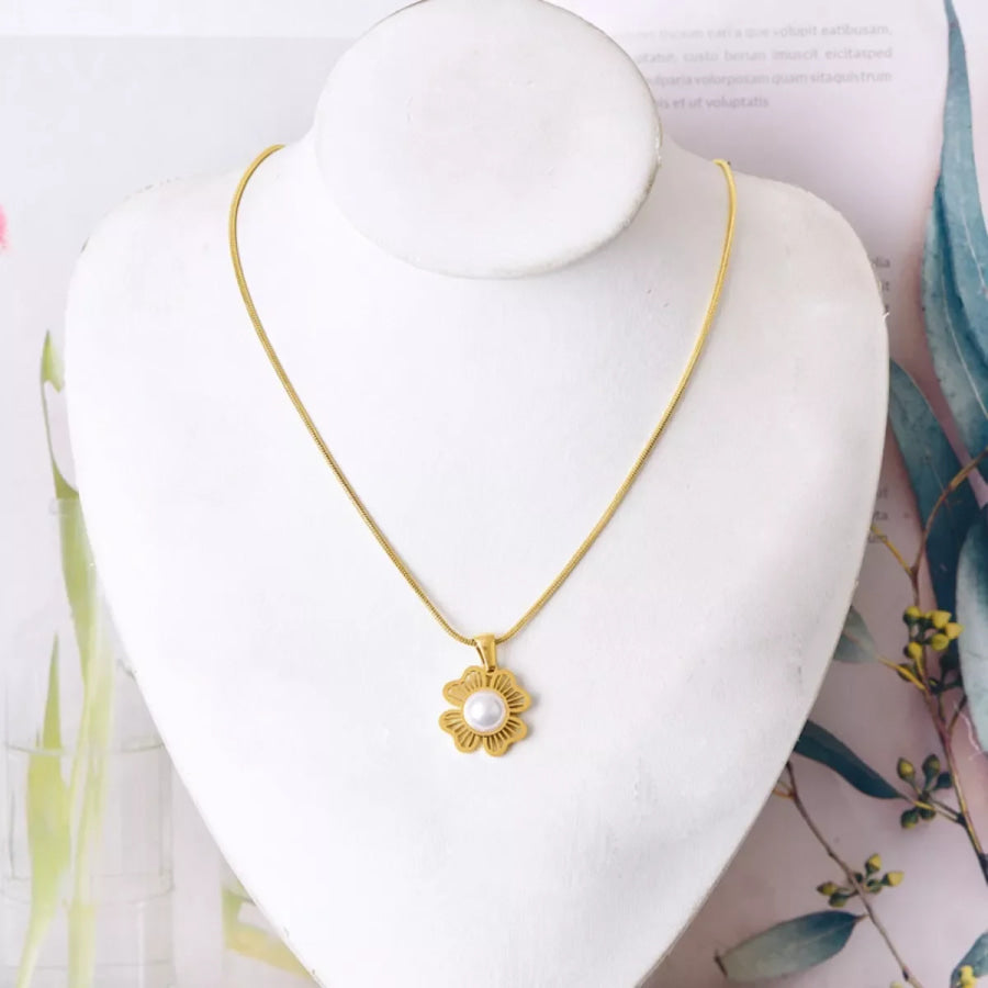18K Gold-Plated Flower Jewelry Set Two-piece Set / One Size Apparel and Accessories